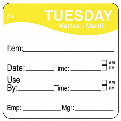 DAYMARK 1100532 D5397 Day Label Yellow PK250
