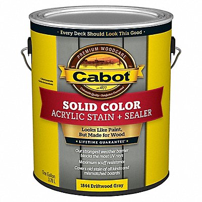 CABOT 1400000000000 Solid StainDriftwood GreyLow Lustre 1gal
