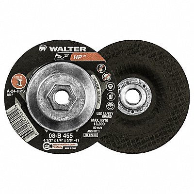 WALTER SURFACE TECHNOLOGIES 08B455 Grinding Wheel T27 4-1/2x1/4x5/8-11