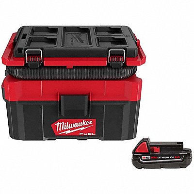 MILWAUKEE 9702048111820 Vacuum and Battery 2.5 gal Tank Size