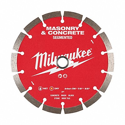 MILWAUKEE 49939307 Diamond Saw Blade Diam 7 Arbor 5/8 7/8
