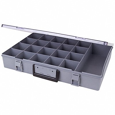 FLAMBEAU 6745BF Comprt Bx Dbl Positive Locking Grey 3 in