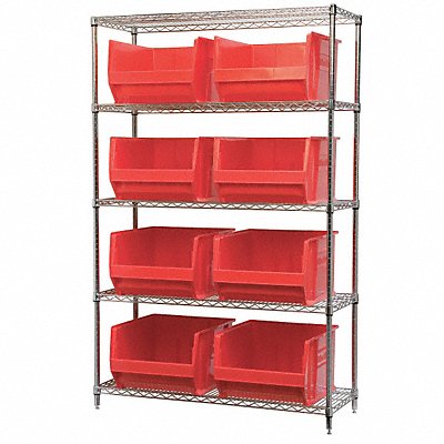 AKRO-MILS AWS184830283R D5365 Bin Shelving 18inx74inx48in Red