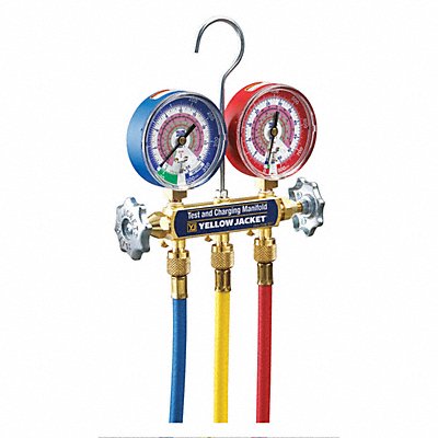 YELLOW JACKET 42024 Mechanical Manifold Gauge Set 2-Valve