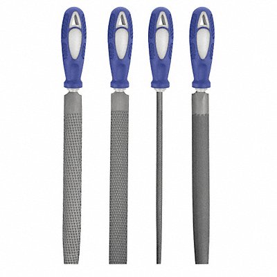 WESTWARD 10Z763 Hand File Set Bastard/Smooth 6 In L 4 Pc