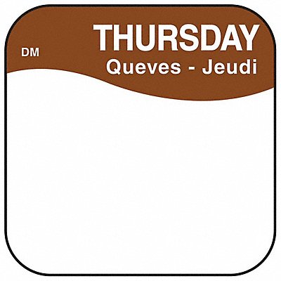 DAYMARK IT1100374THU Food Safety Label Brown/White 3/4 in H