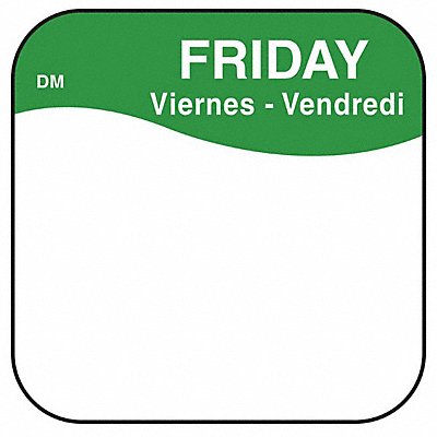 DAYMARK IT1100375FRI Food Safety Label Green/White 3/4 in H