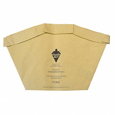 TOUGH GUY 11C832 Vacuum Bag Paper 1-Ply Reusable PK10
