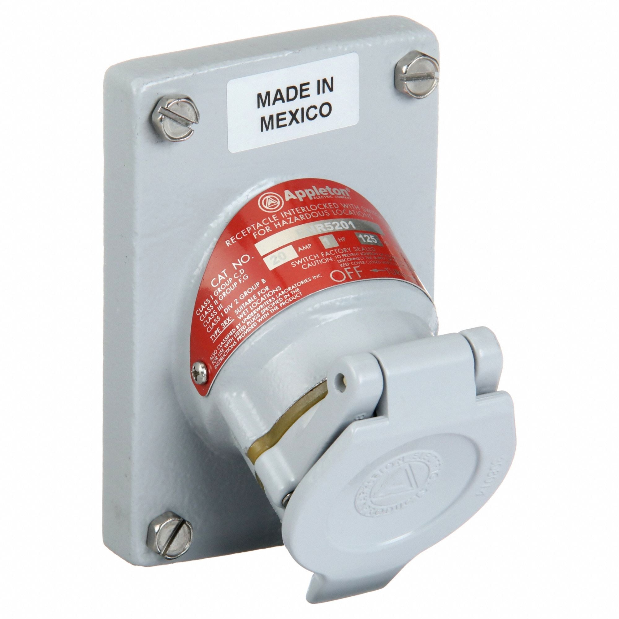 APPLETON ELECTRIC ENR5201 Receptacle 20 A Alum 5-20R