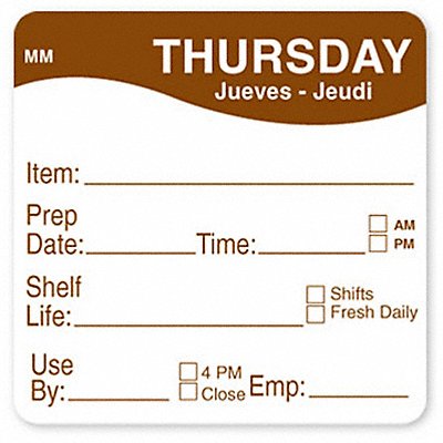 DAYMARK IT1201567SUN Food Safety Label Black/White 2 in H