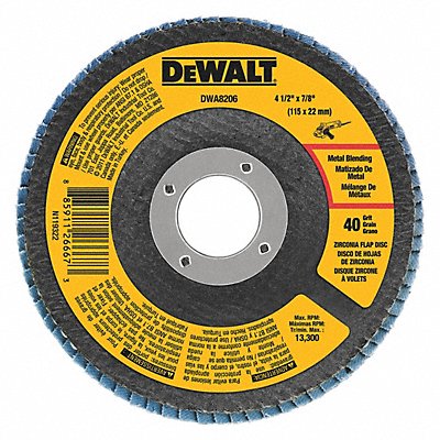 DEWALT DWA8206 Zirconia Flap Disc T29 40Grit 4.5 x7/8