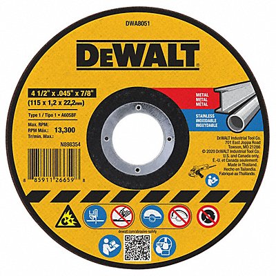 DEWALT DWA8051 Cut Off Wheel 7/8 Connect. Metal AO