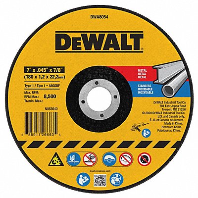 DEWALT DWA8054 Metal Cut Off Wheel 7 x.045 x7/8