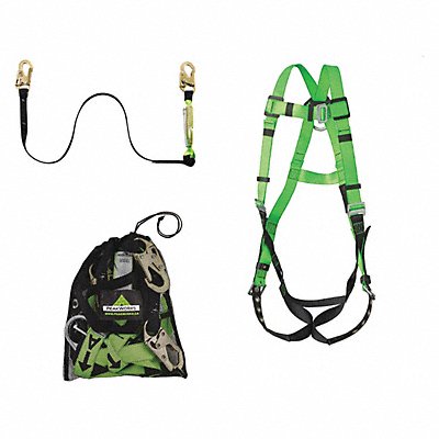 PEAKWORKS V8252306 Fall Kit Harness 6ft.Lanyard Sn Hook Bag