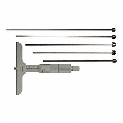 MITUTOYO 129-132 CAL Calibrated Mechanical Depth Micrometer: 0 in to 6 in, Inch, +/- 0.00015 in Accuracy