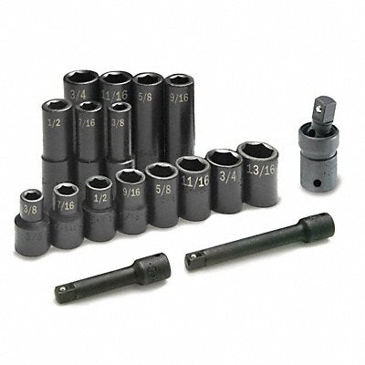SK PROFESSIONAL TOOLS 4050 Impact Socket Set Steel Black Oxide 3/8 to 3/4 in