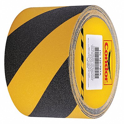 CONDOR GRAN5020 AntiSlip Tape 60 ftLx4 W BLK/Yellow 60Grit