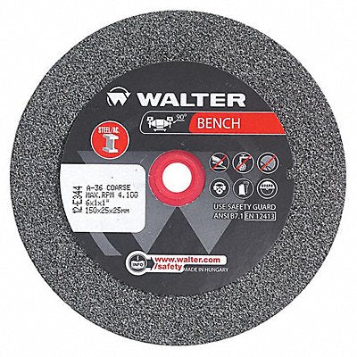 WALTER SURFACE TECHNOLOGIES 12E344 Grinding Wheel T1 6 x1 x1 36g Coarse