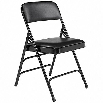 NATIONAL PUBLIC SEATING 1310 Triple Brace Fold Chair Vinyl Blk PK4