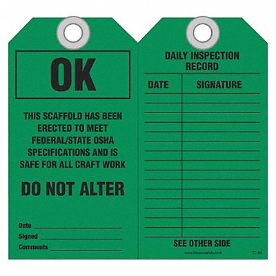 IDESCO SAFETY KAT768AC Scaffold Ok to Use Safety Tag PK10