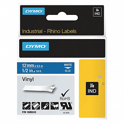 DYMO 1805243 Label Tape Cartridge Vinyl 18 ft.L 1/2 W