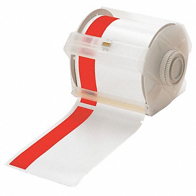 BRADY 113161 Printer Tape White/Red 100 ft L 4 in W