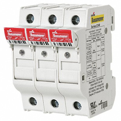 BUSSMANN CHM3DIU Fuse Block 0 to 30A Midget 3 Pole