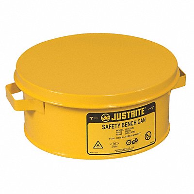 JUSTRITE 10385 Bench Can 1 gal Steel Yellow