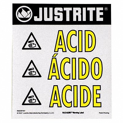 JUSTRITE 29006 Safety Cabinet Label 11 in x 12 in Paper