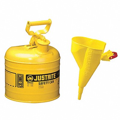 JUSTRITE 7120210 Type I Safety Can 2 gal Yellow 13-3/4In H