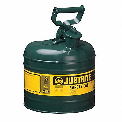 JUSTRITE 7120400 Type I Safety Can 2 gal Green 13-3/4In H