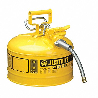JUSTRITE 7225220 Type II Safety Can Yellow 12 in H