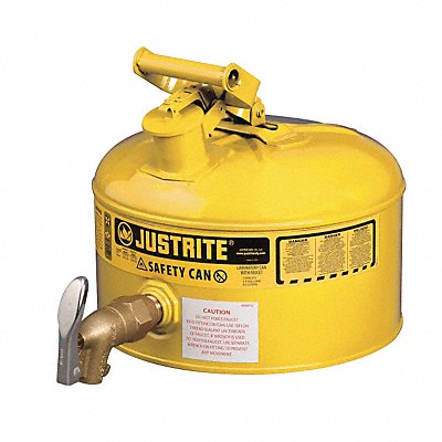 JUSTRITE 7225250 Type I Safety Can 2-1/2 gal Yellow