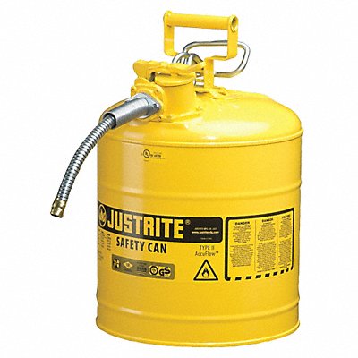 JUSTRITE 7250220 Type II Safety Can Yellow 17-1/2 in H