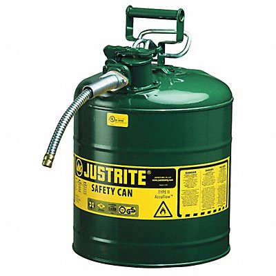 JUSTRITE 7250420 Type II Safety Can Green 17-1/2 in H