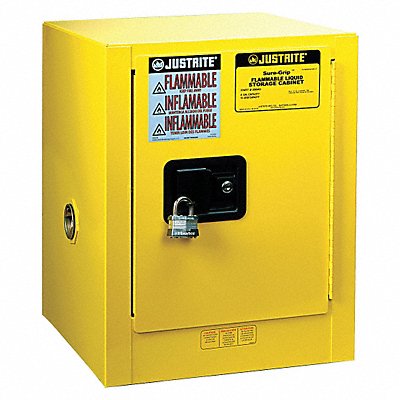 JUSTRITE 8904205 Flammable Safety Cabinet 4 gal Yellow