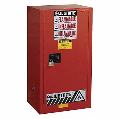 JUSTRITE 891531 Flammable Cabinet 20 gal Red