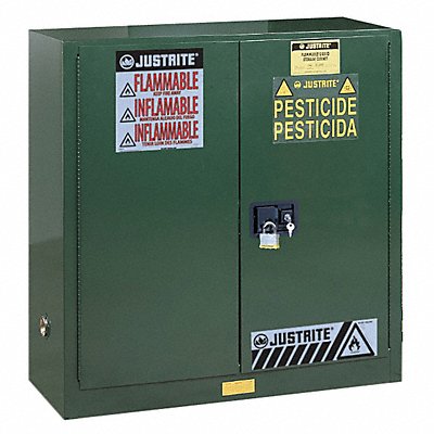 JUSTRITE 893024 Safety Cabinet Pesticide 44In 30gal Grn