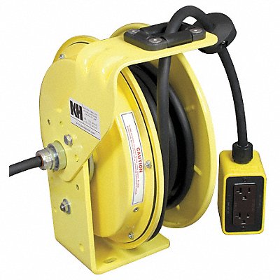 KH INDUSTRIES RTBB3LWDD520J12F Cord Reel 25ft 12 AWG Receptacle 120VAC