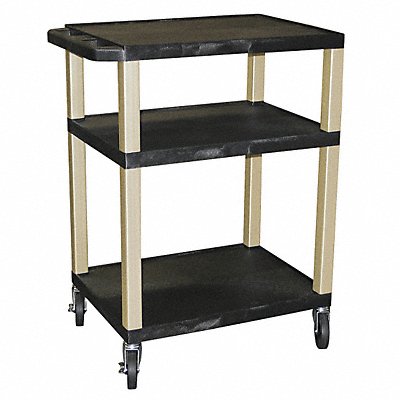 GRAINGER WT34P Utility Cart 300 lb Cap. Resin 3 Shlvs