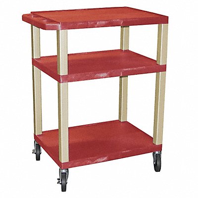 GRAINGER WT34R Utility Cart 300 lb Cap. Resin 3 Shlvs