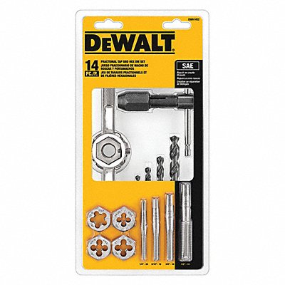 DEWALT DWA1452 Fractional Tap/Hexagon Die Set 14 pcs.