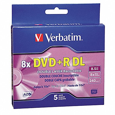 VERBATIM VER95311 DVD+R Dual Disc 8.50 GB 240 min 8x PK5