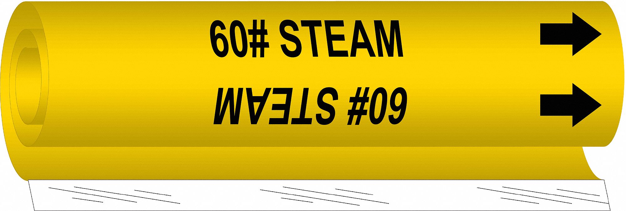 BRADY 5609I Pipe Marker 60# Steam 9 in H 8 in W