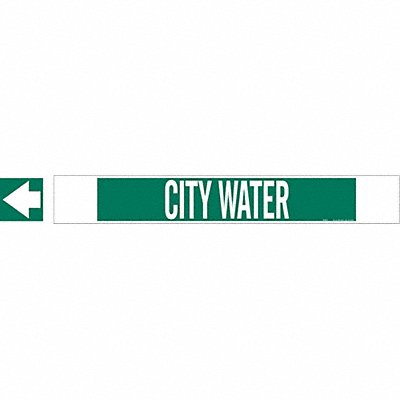 BRADY 5655HPHV Pipe Marker City Water 4 in H 24 in W