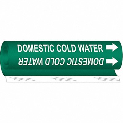BRADY 5673I Pipe Marker Domestic Cold Watr 9in H 8in W