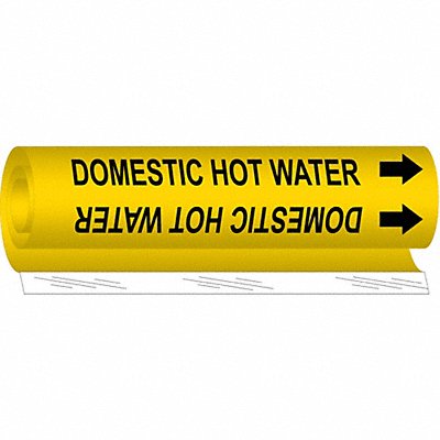 BRADY 5675I Pipe Marker Domestic Hot Water 9in H 8in W