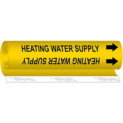 BRADY 5703I Pipe Marker Heating Watr Spply 9in H 8in W