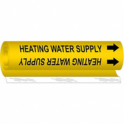 BRADY 5703O Pipe Marker Heating Watr Spply 5in H 8in W