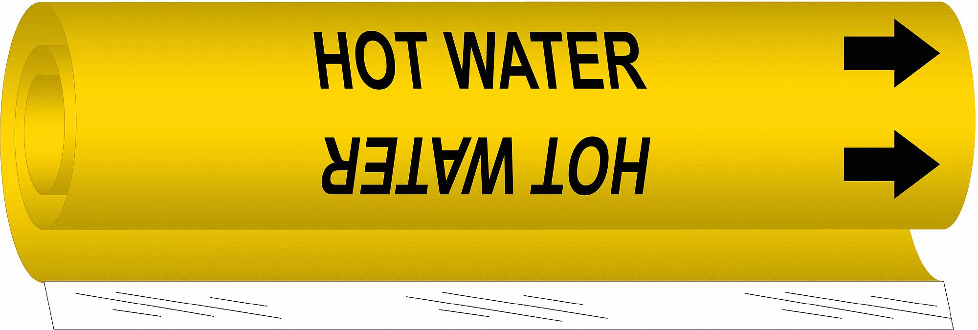 BRADY 5707II Pipe Marker Hot Water 26 in H 12 in W